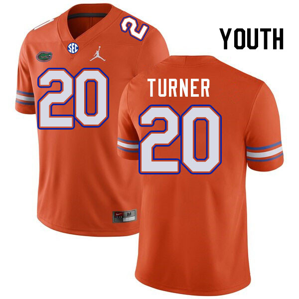 Youth #20 Asa Turner Florida Gators College Football Jerseys Stitched-Orange